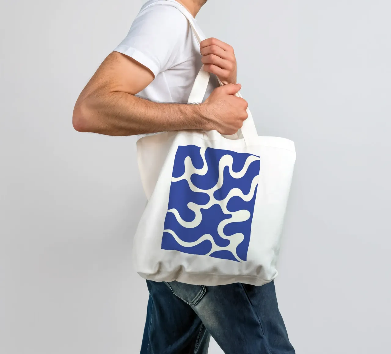 Fiume liquido blu astratto borsa in juta da Studio Fun Boy