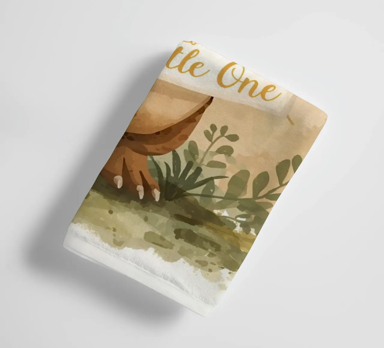 Un simpatico dinosauro con in mano lo striscione "Be Brave Little One". asciugamano da bagno da DesignDoodle
