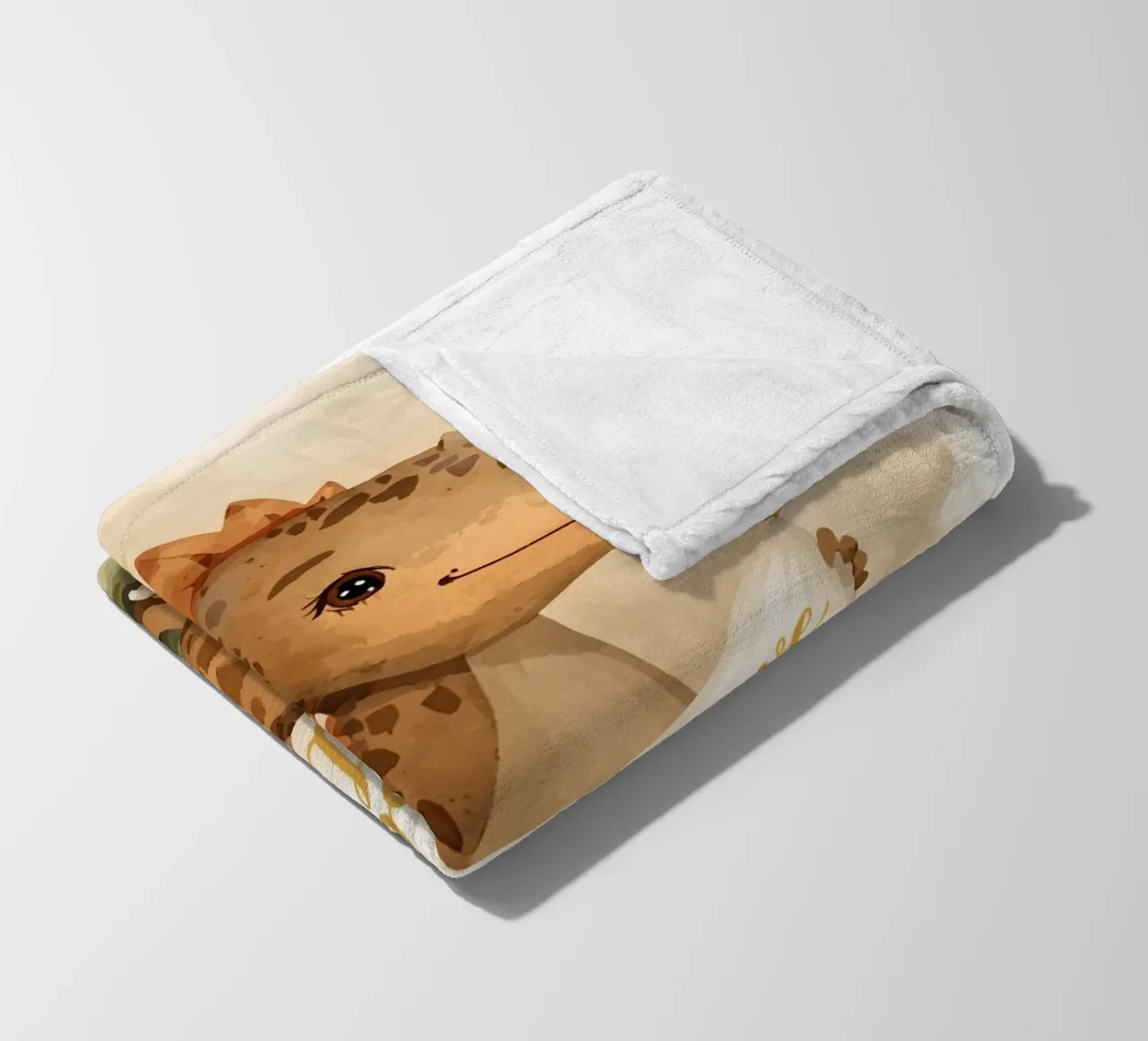 Un simpatico dinosauro con in mano lo striscione "Be Brave Little One". coperta in pile da DesignDoodle