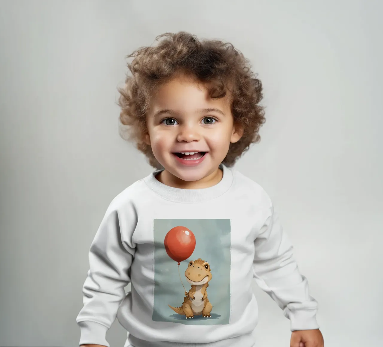 Dinosauro carino con in mano un palloncino rosso felpa neonato da DesignDoodle