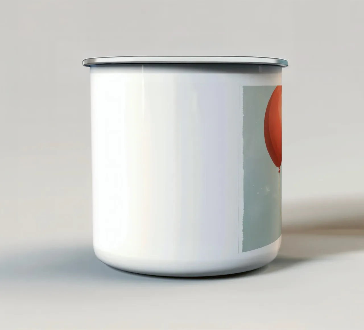 Dinosauro carino con in mano un palloncino rosso tazza in smalto da DesignDoodle