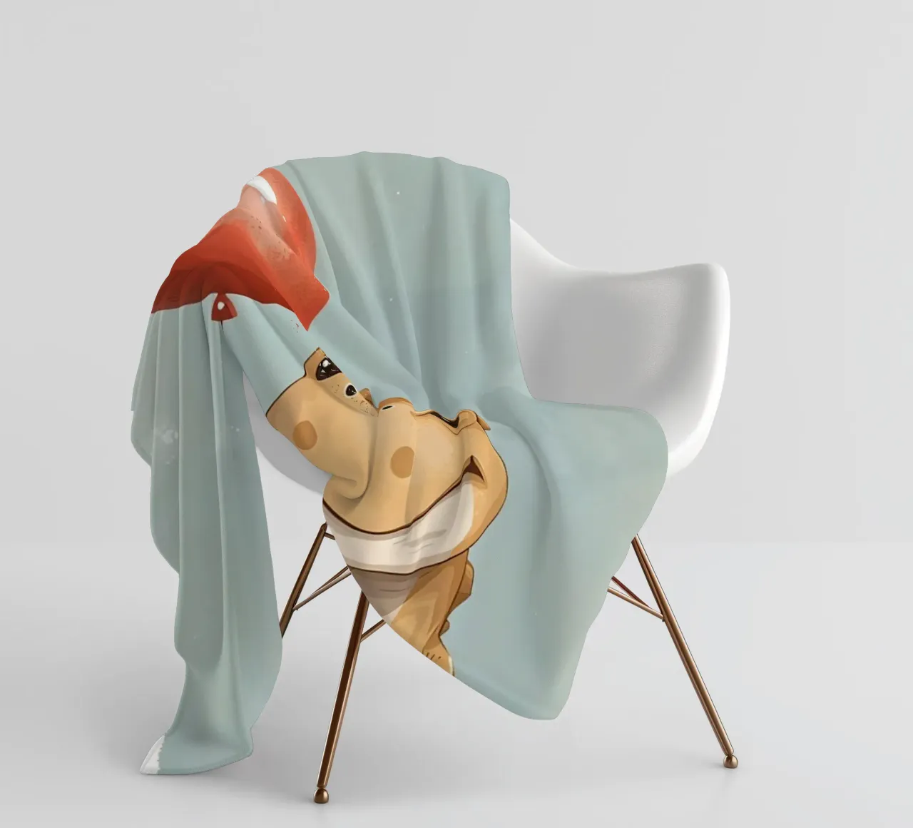 Dinosauro carino con in mano un palloncino rosso coperta in pile da DesignDoodle