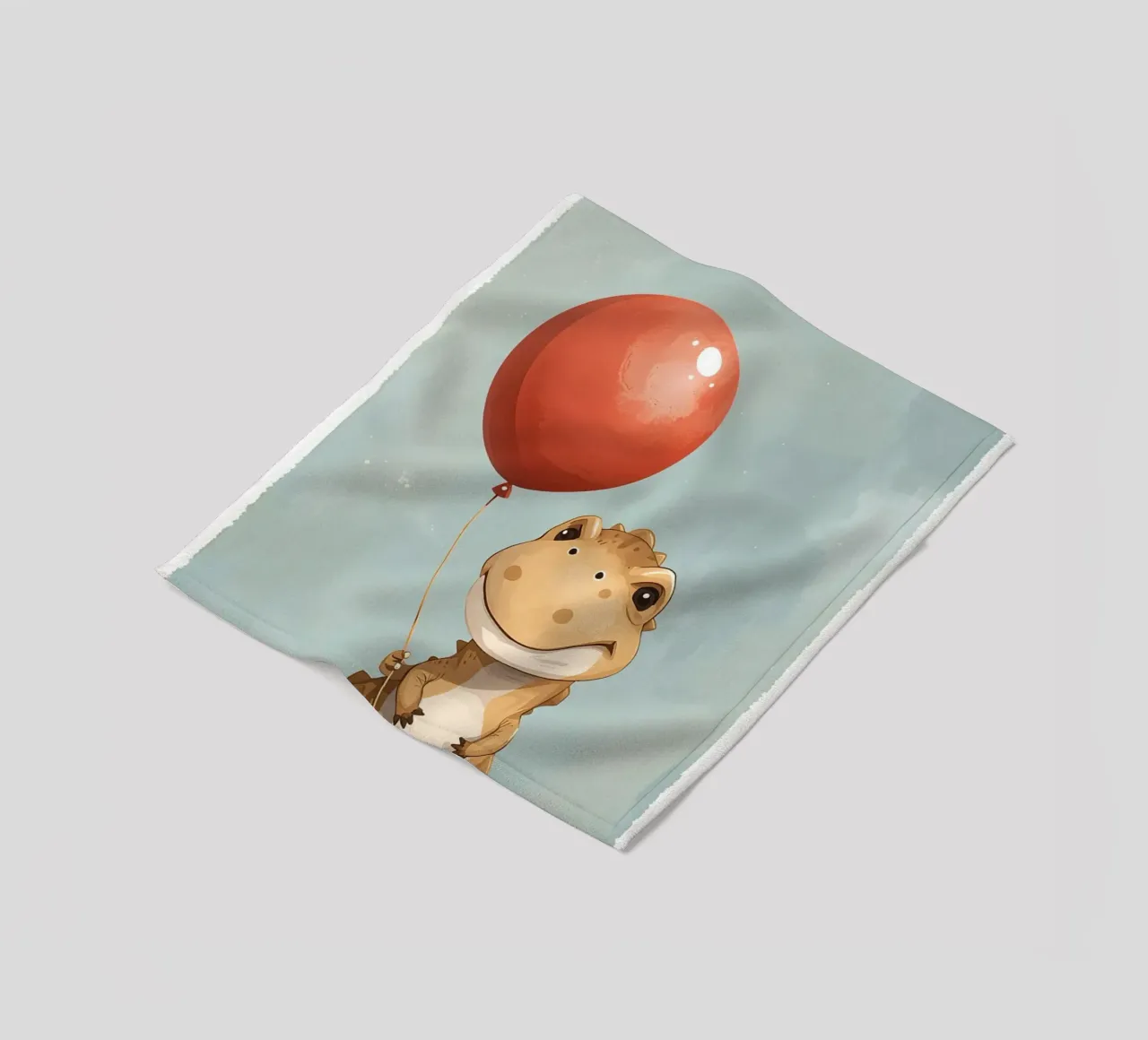 Dinosauro carino con in mano un palloncino rosso coperta in pile da DesignDoodle