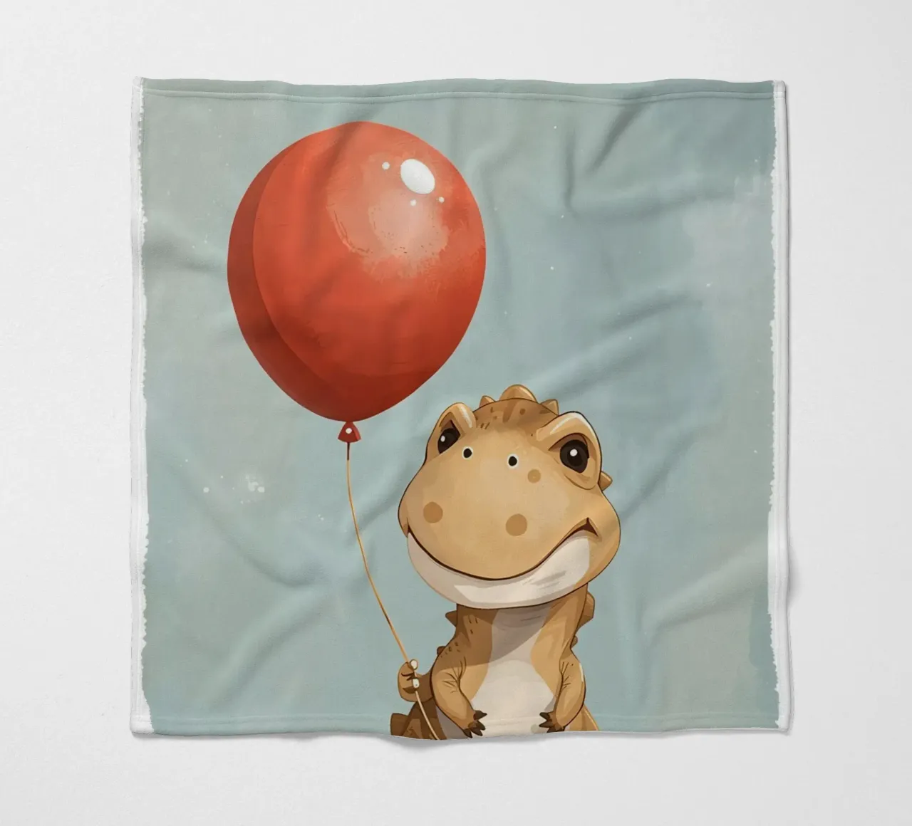 Dinosauro carino con in mano un palloncino rosso coperta in pile da DesignDoodle