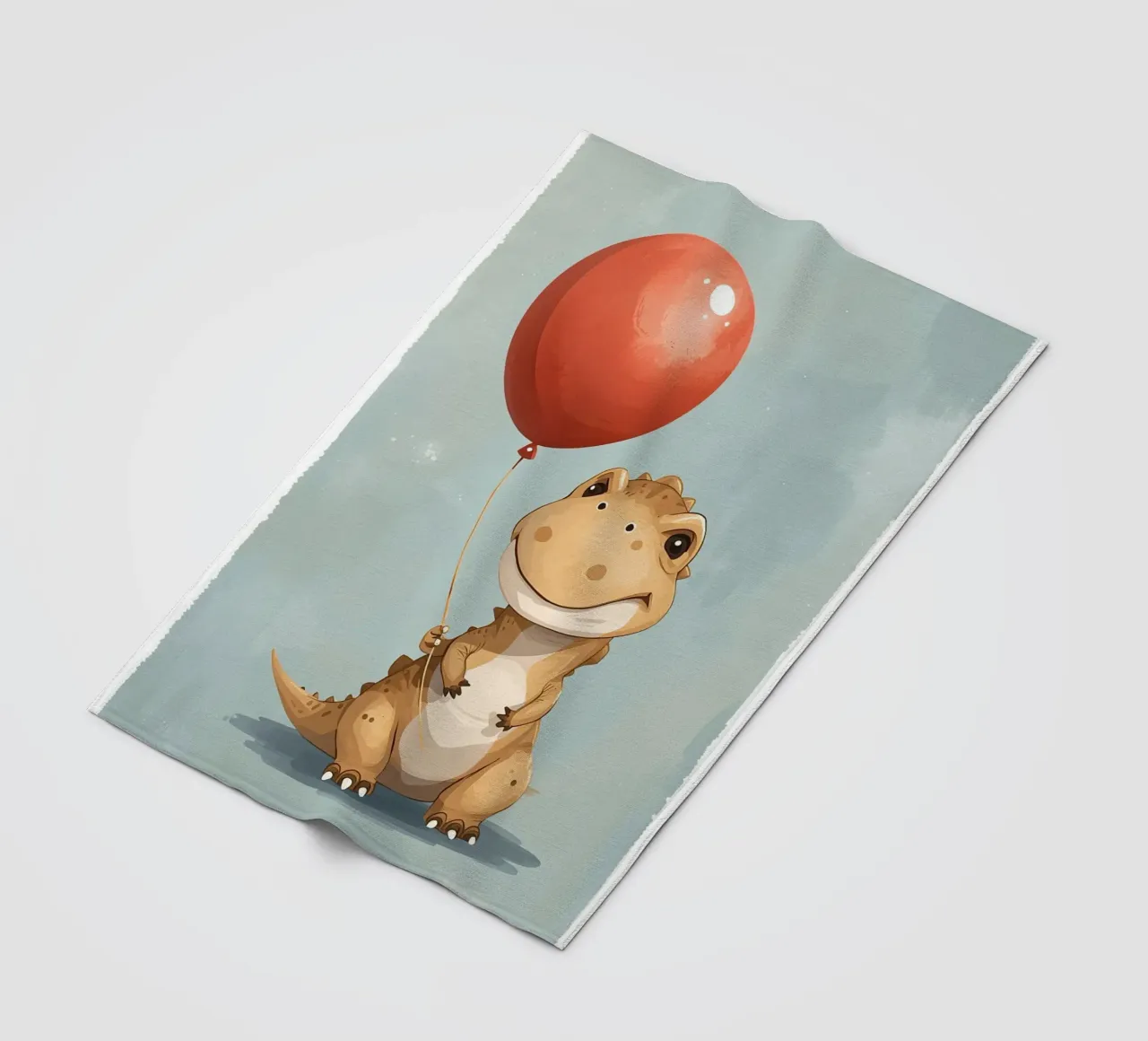 Dinosauro carino con in mano un palloncino rosso coperta in pile da DesignDoodle