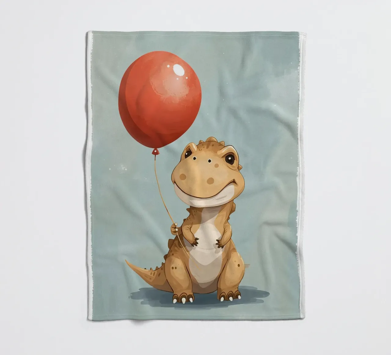 Dinosauro carino con in mano un palloncino rosso coperta in pile da DesignDoodle
