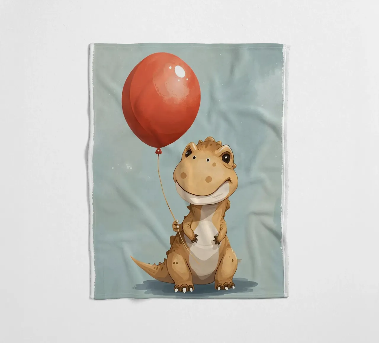 Dinosauro carino con in mano un palloncino rosso coperta in pile da DesignDoodle