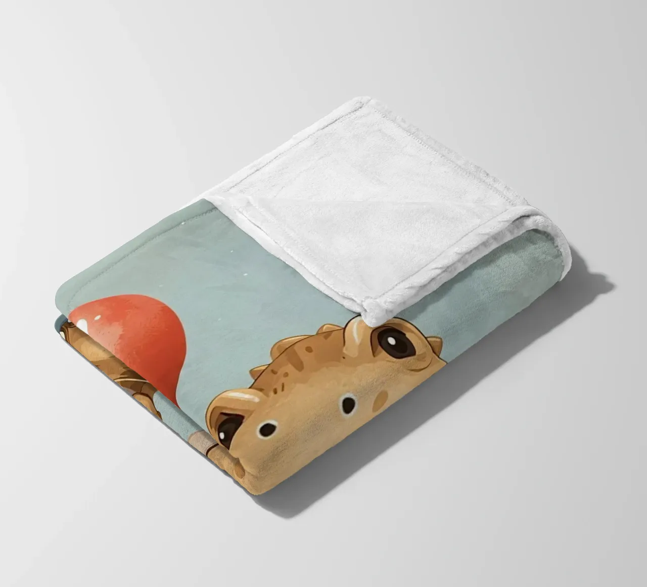 Dinosauro carino con in mano un palloncino rosso coperta in pile da DesignDoodle
