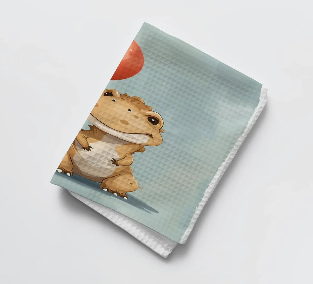 Dinosauro carino con in mano un palloncino rosso canovaccio da cucina da DesignDoodle