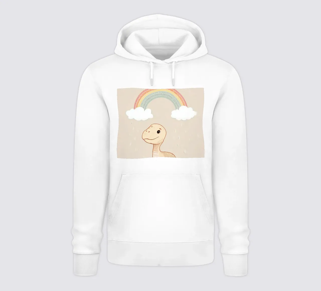 Adorabile dinosauro sotto l'arcobaleno e la pioggia felpa con cappuccio da DesignDoodle