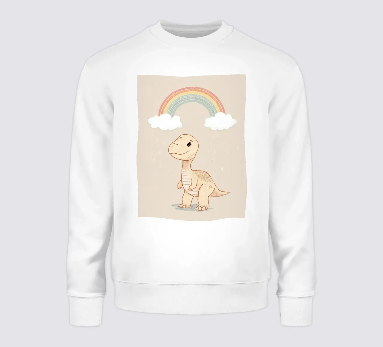 Adorabile dinosauro sotto l'arcobaleno e la pioggia felpa da DesignDoodle