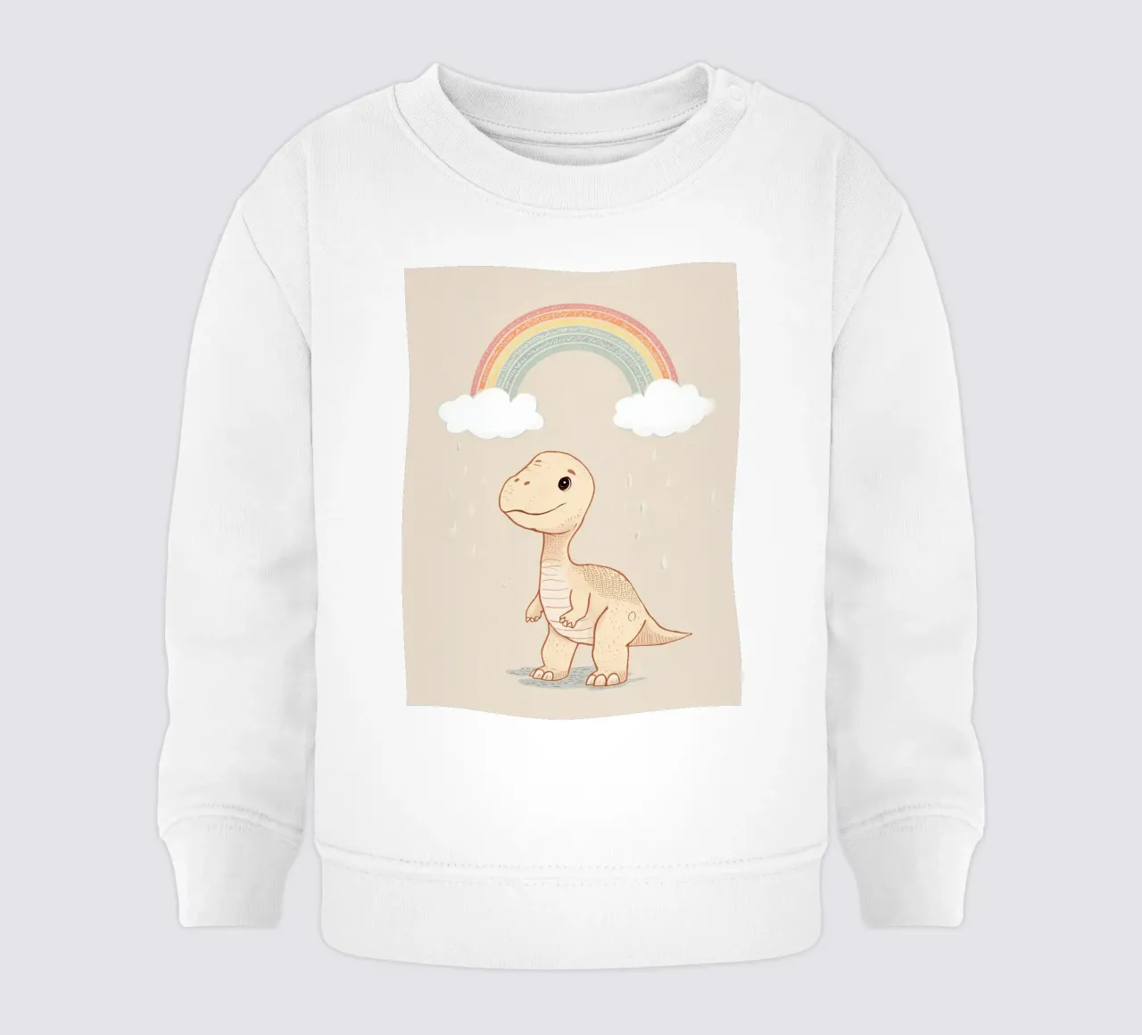 Adorabile dinosauro sotto l'arcobaleno e la pioggia felpa neonato da DesignDoodle