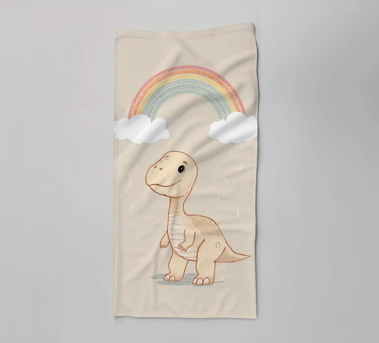 Adorabile dinosauro sotto l'arcobaleno e la pioggia asciugamano da bagno da DesignDoodle