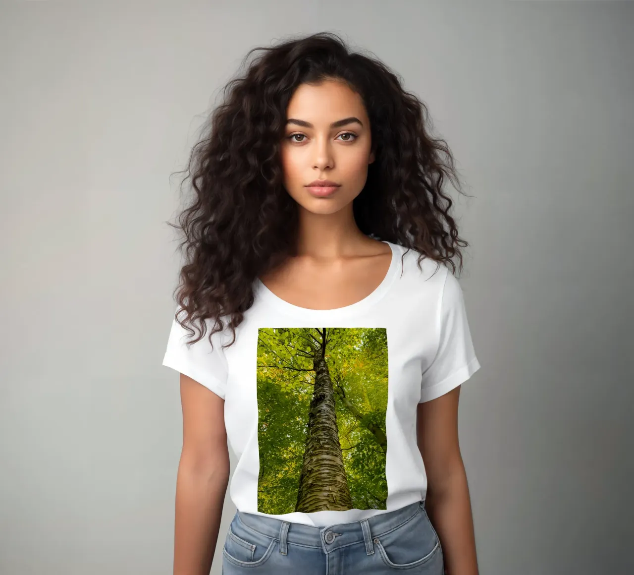 vue du tronc d'un grand arbre t-shirt ajusté pour femmes de PASMING