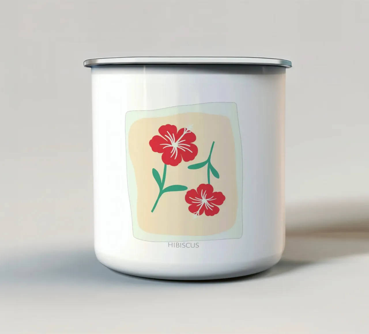 Illustrazione disegnata a mano dell'ibisco tazza in smalto da GalerieGG