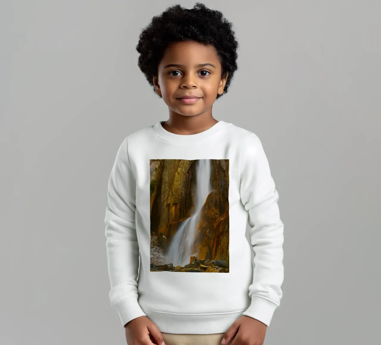 cascata su una montagna rocciosa felpa bambino da PASMING