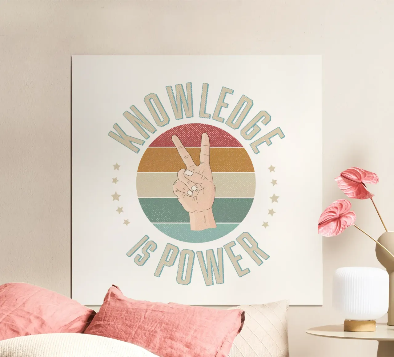 La conoscenza è potere. Wissen ist Macht. poster con telaio in alluminio da CalliLetters