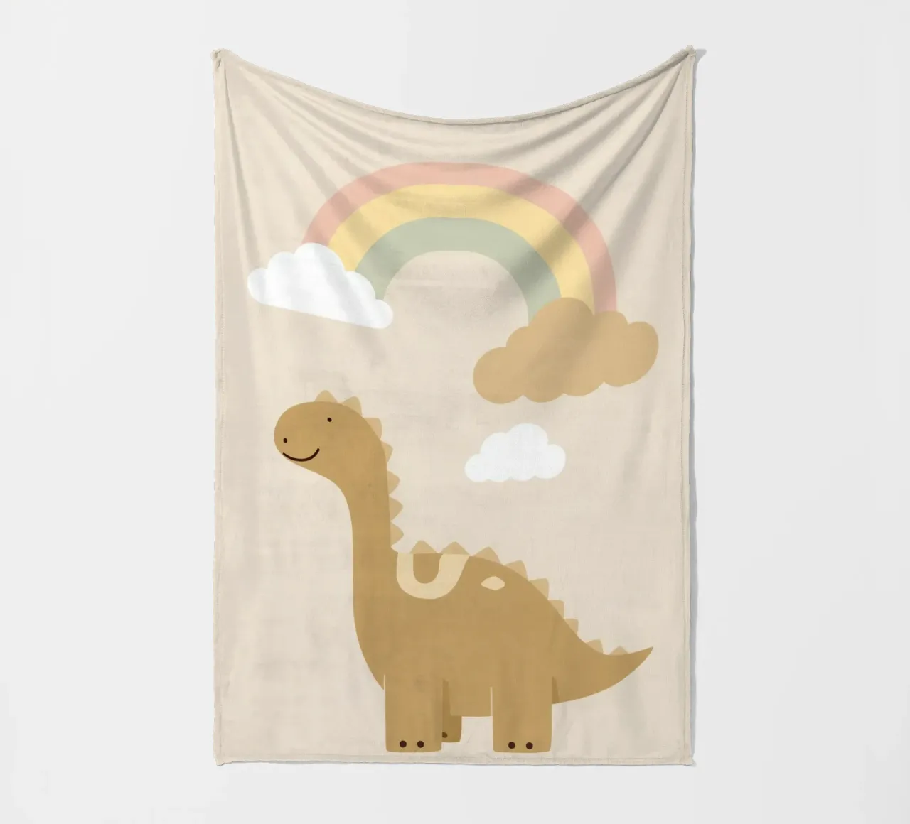 Dinosauro carino con arcobaleno e nuvole coperta in pile da DesignDoodle