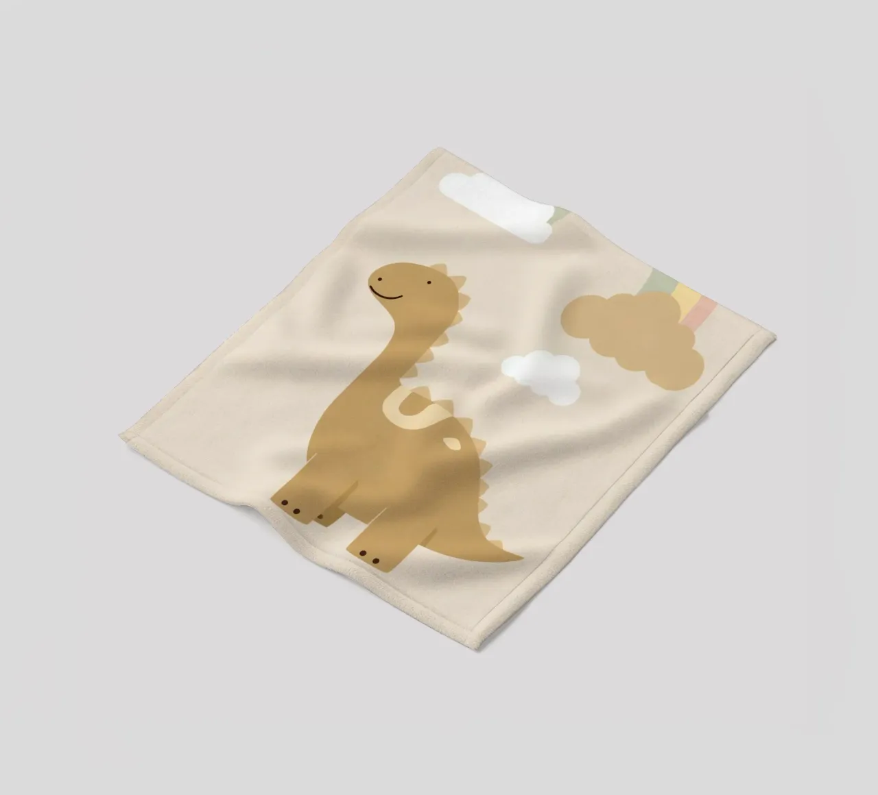 Dinosauro carino con arcobaleno e nuvole coperta in pile da DesignDoodle
