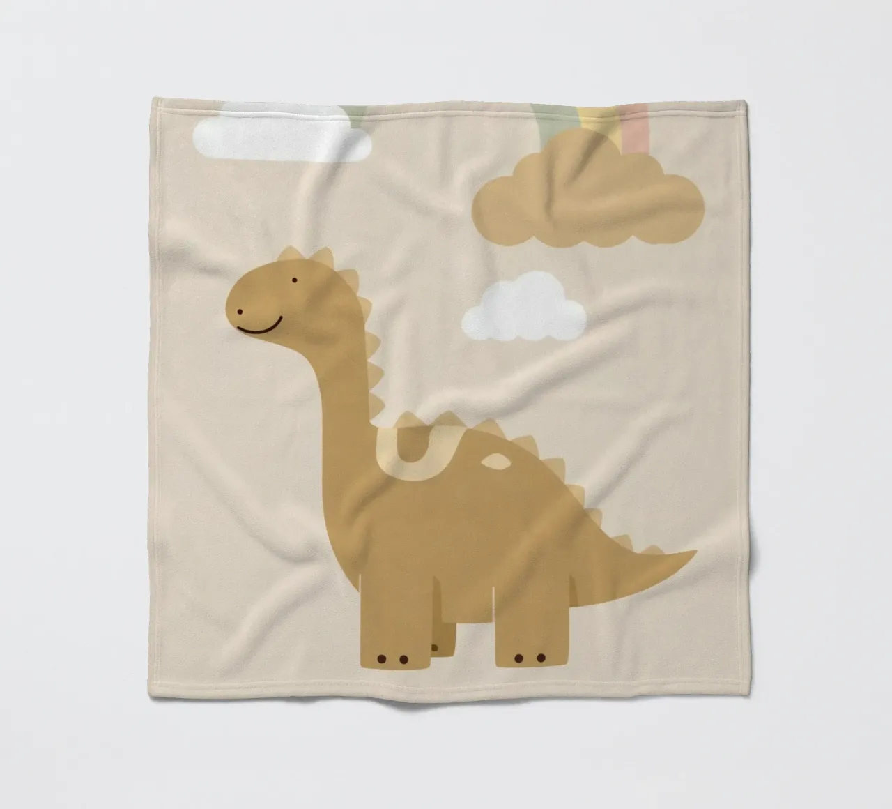 Dinosauro carino con arcobaleno e nuvole coperta in pile da DesignDoodle