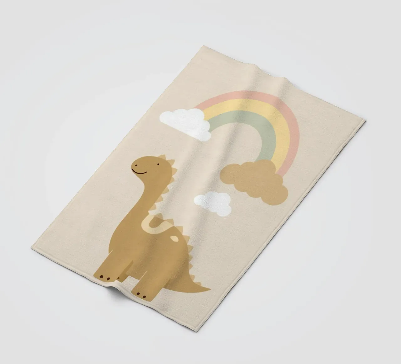 Dinosauro carino con arcobaleno e nuvole coperta in pile da DesignDoodle
