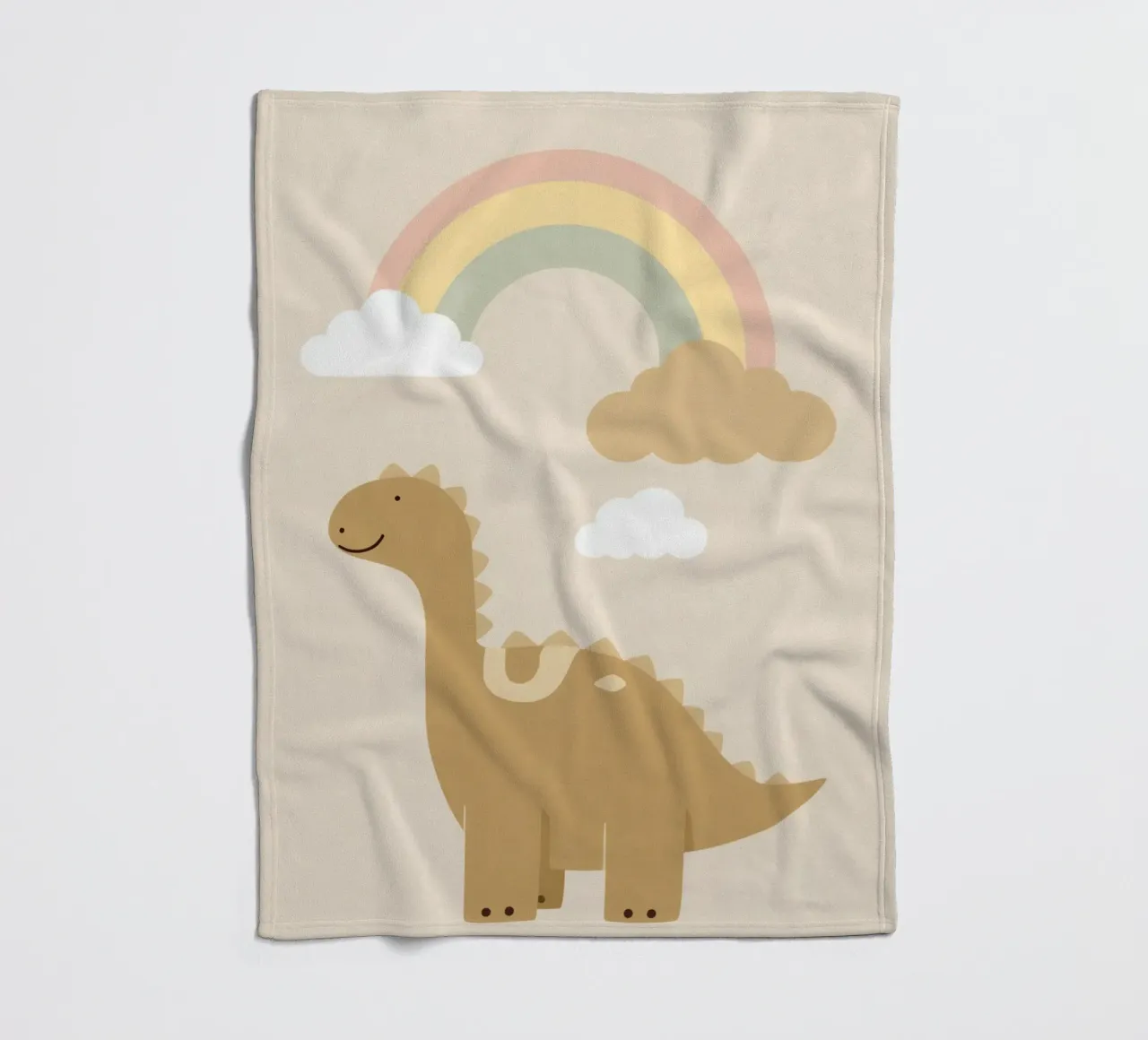 Dinosauro carino con arcobaleno e nuvole coperta in pile da DesignDoodle
