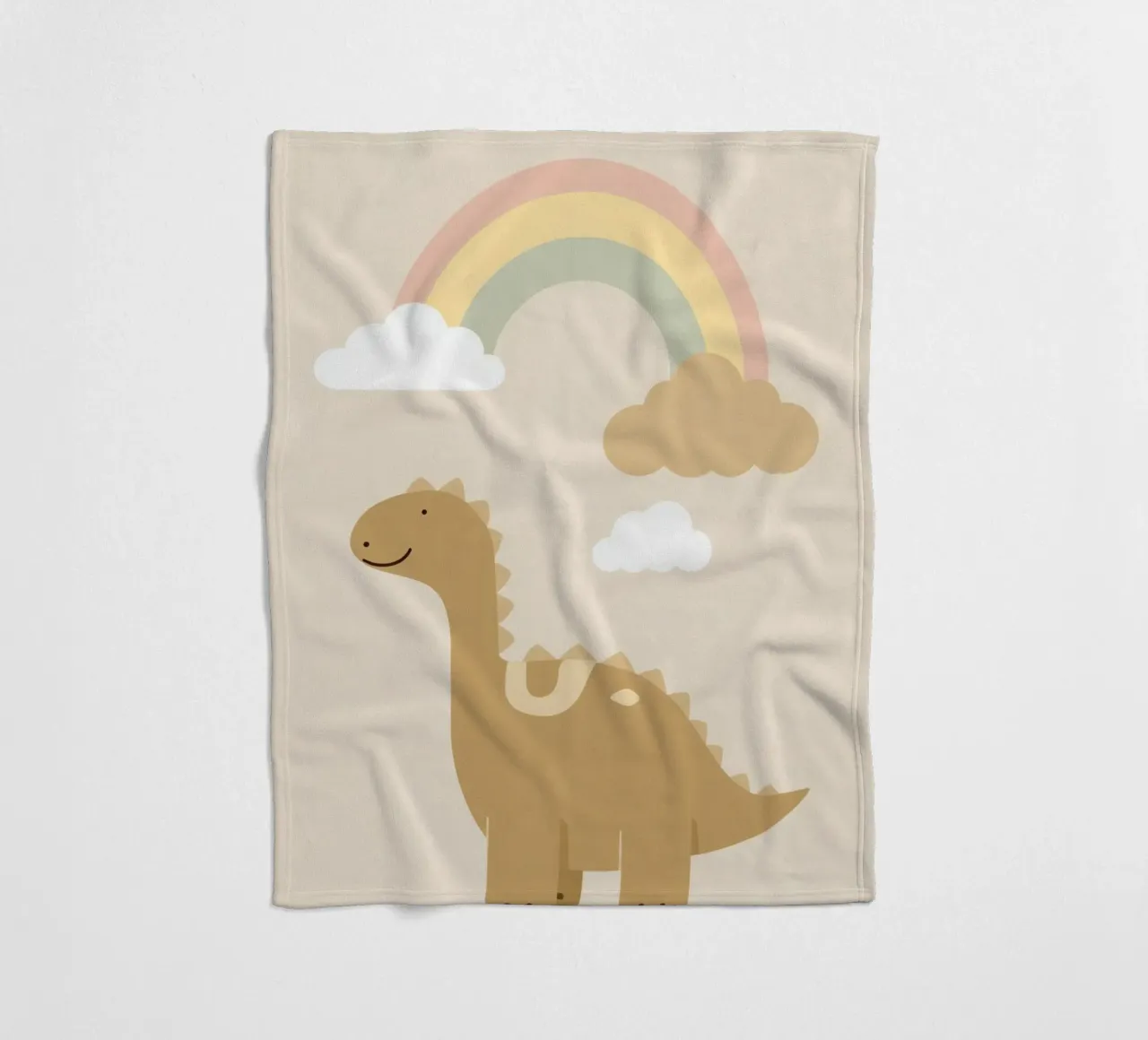 Dinosauro carino con arcobaleno e nuvole coperta in pile da DesignDoodle