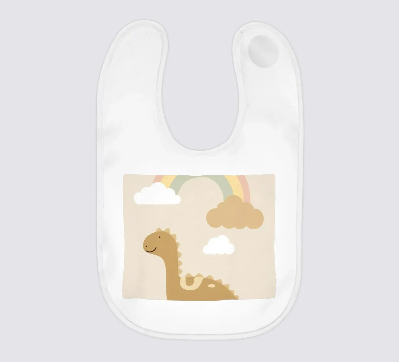Dinosauro carino con arcobaleno e nuvole bavaglino da DesignDoodle