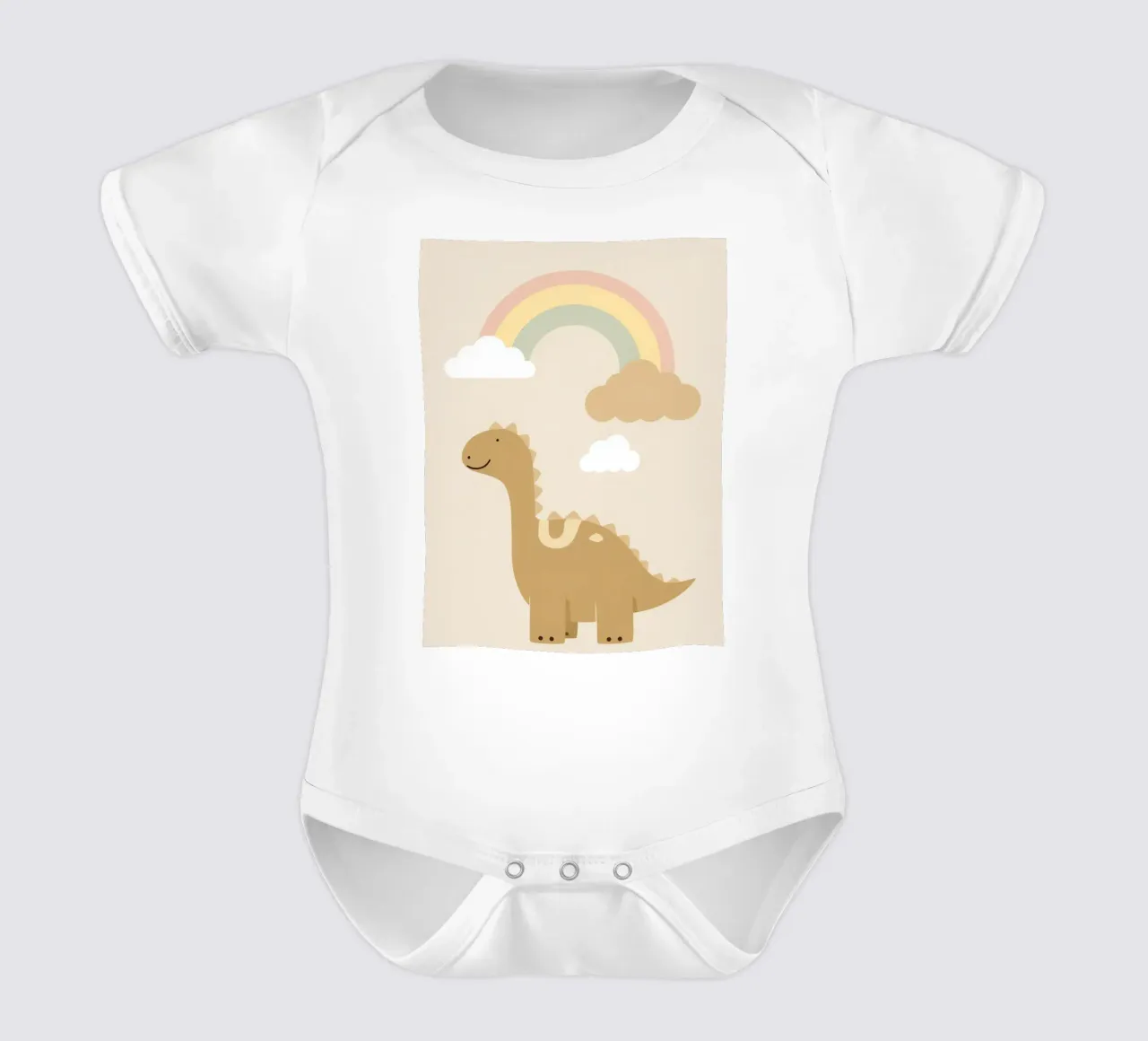 Dinosauro carino con arcobaleno e nuvole body neonato maniche corte da DesignDoodle