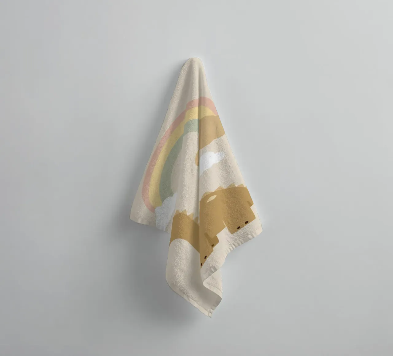 Dinosauro carino con arcobaleno e nuvole asciugamano da bagno da DesignDoodle
