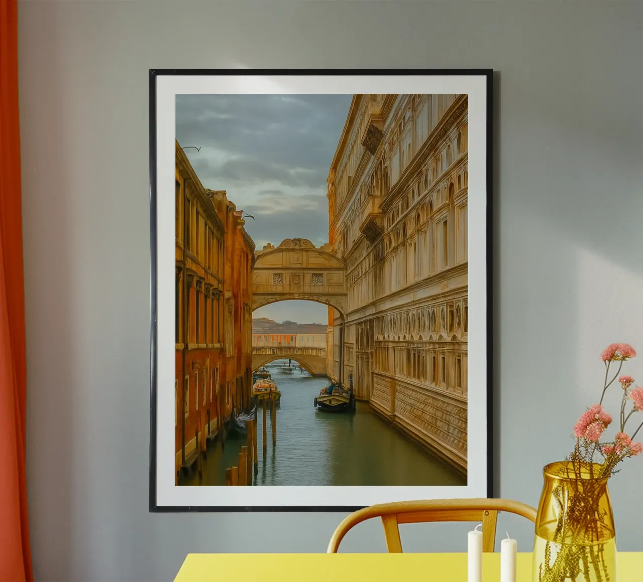 vintage kanaal tussen oude gebouwen poster van PASMING