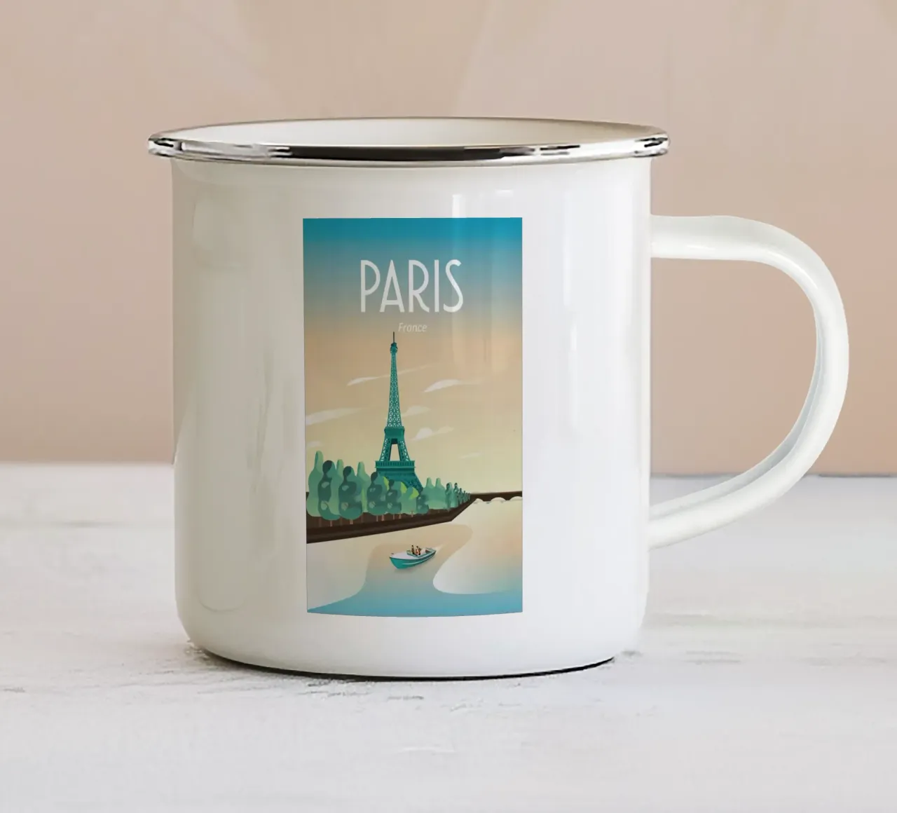 Paris Eifel And River Poster tazza in smalto da rubayi fey