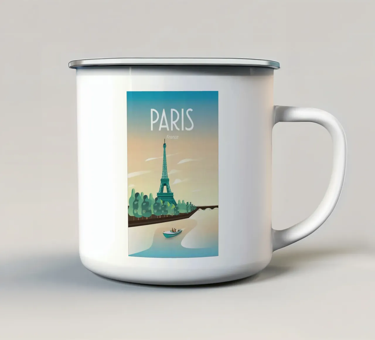 Paris Eifel And River Poster tazza in smalto da rubayi fey