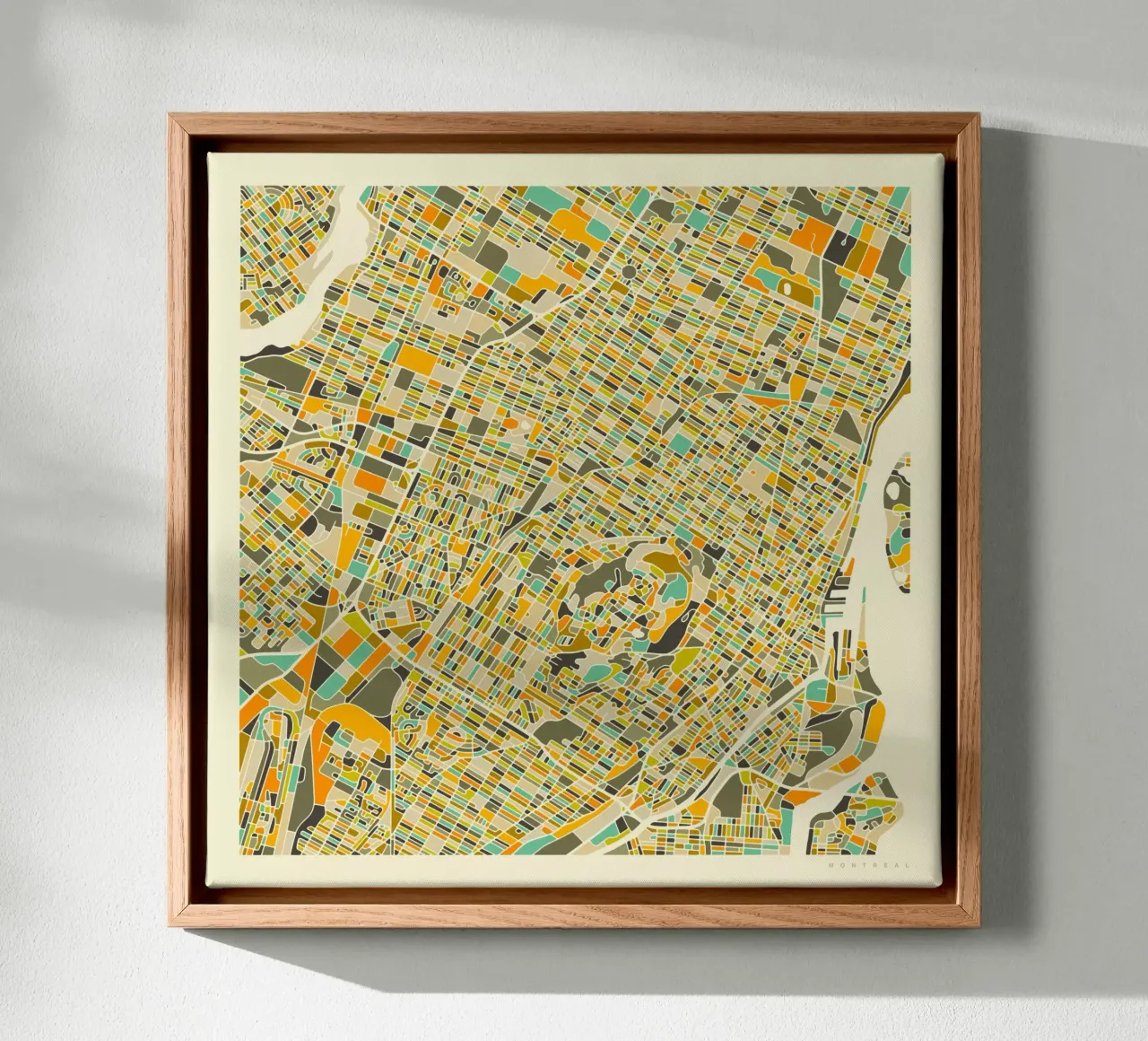 Montreal Kaart canvas met Baklijst van Jazzberry Blue