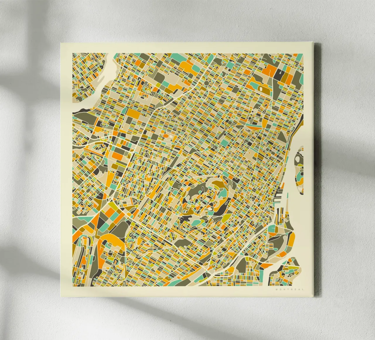 Montreal Kaart canvas met Baklijst van Jazzberry Blue