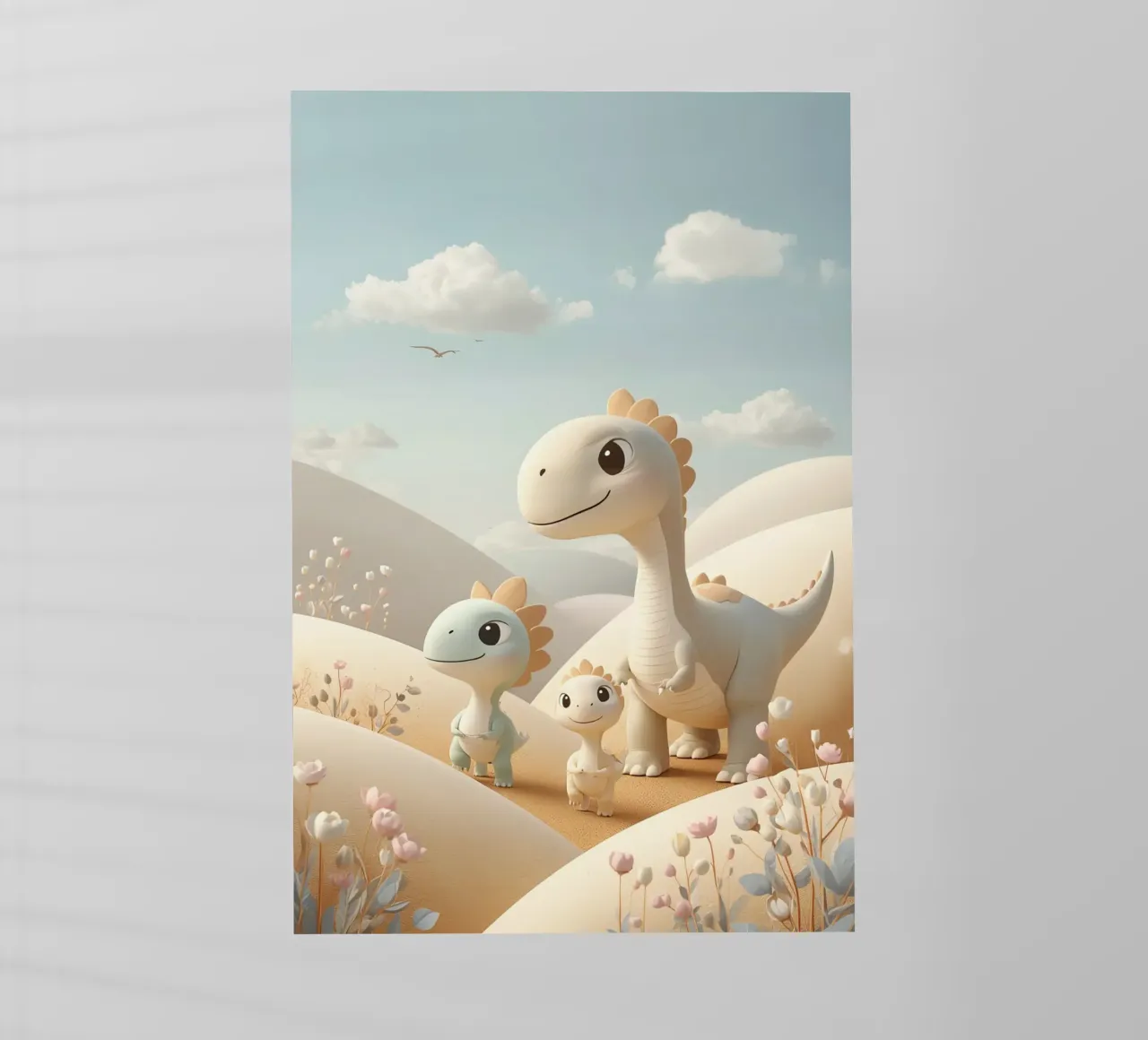 Simpatici dinosauri in un paesaggio pastello con fiori pellicola backlit da DesignDoodle