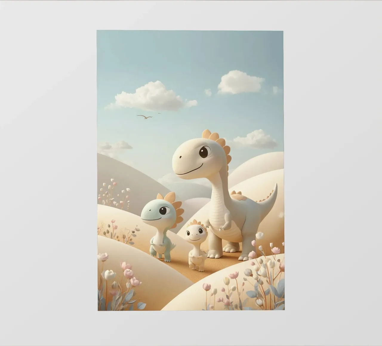 Simpatici dinosauri in un paesaggio pastello con fiori pellicola backlit da DesignDoodle