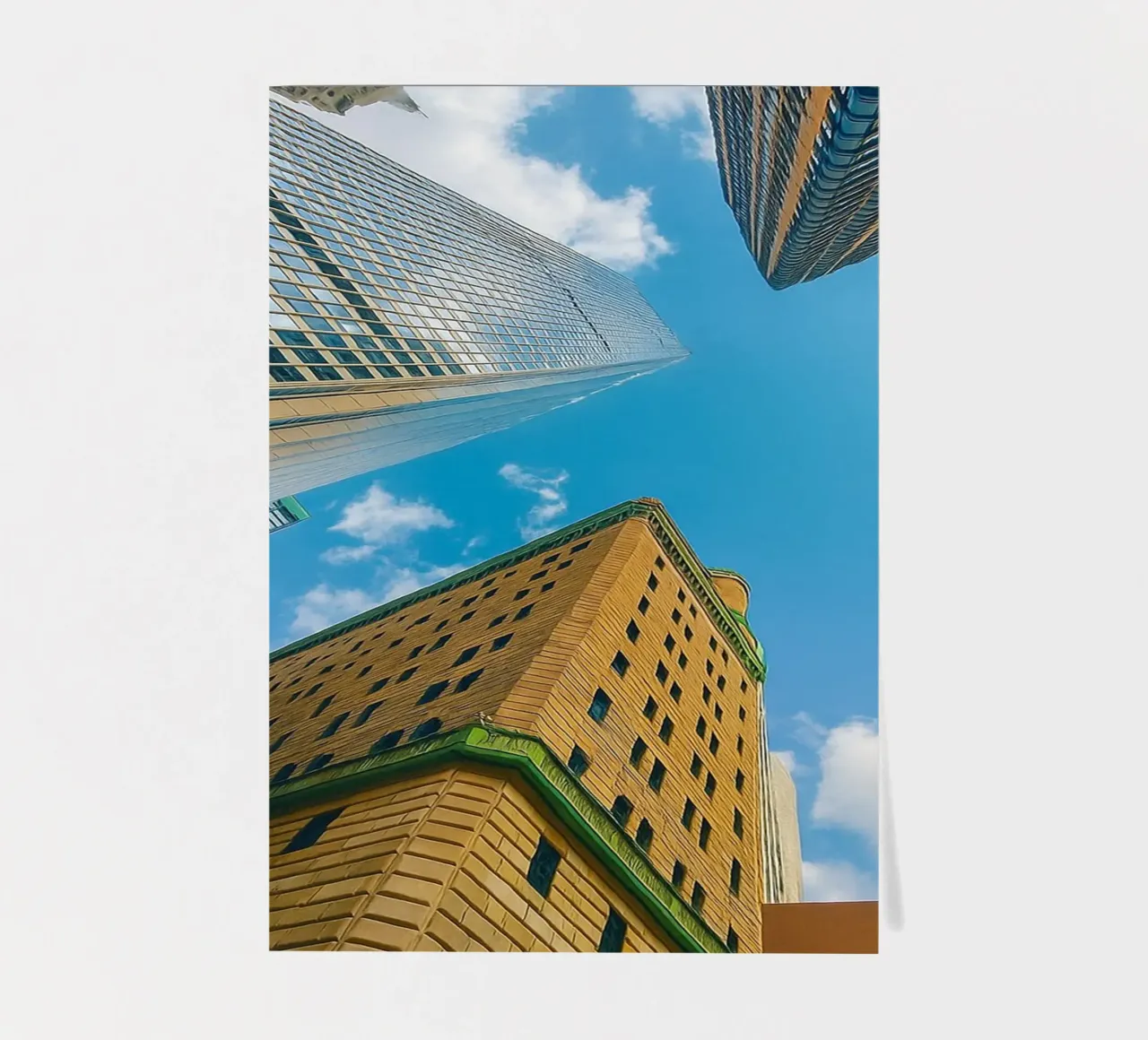 vue du ciel depuis le dessous d'un grand bâtiment planche autocollant de PASMING