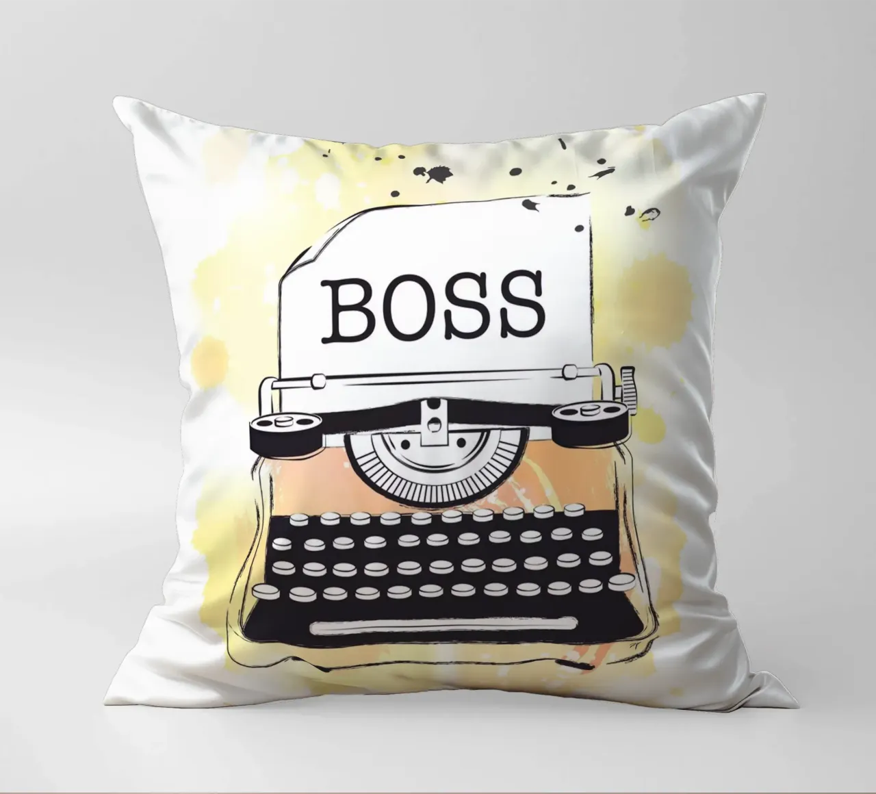 Machine à écrire jaune Boss coussin de Martina