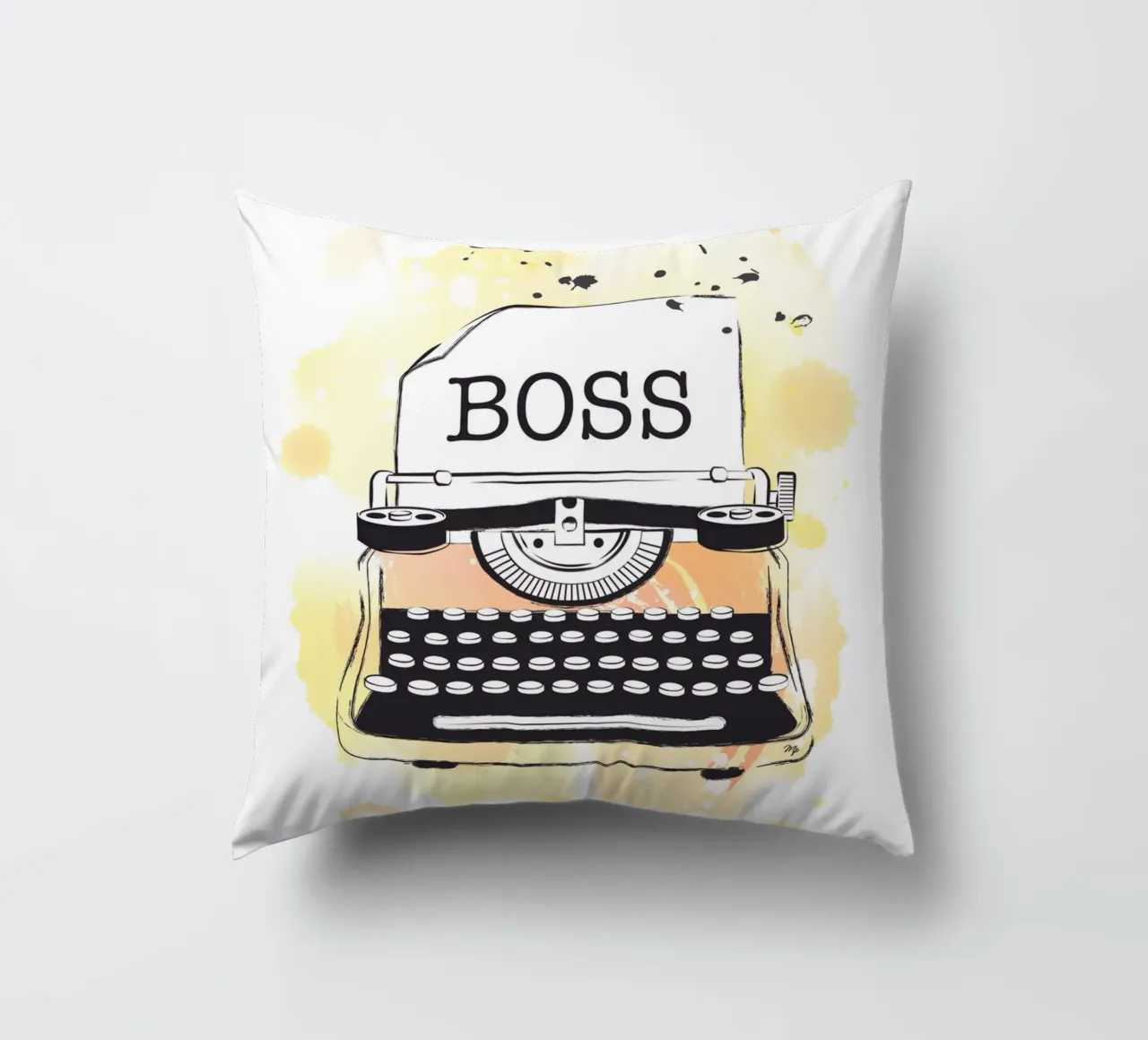 Machine à écrire jaune Boss coussin de Martina