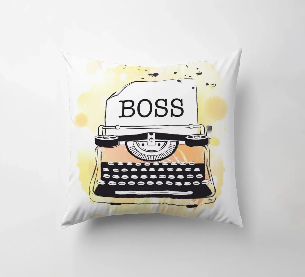 Machine à écrire jaune Boss coussin de Martina