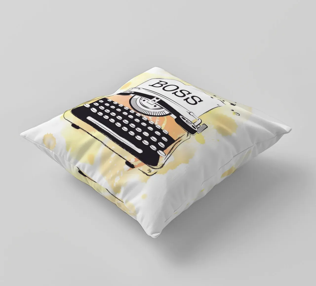 Machine à écrire jaune Boss coussin de Martina