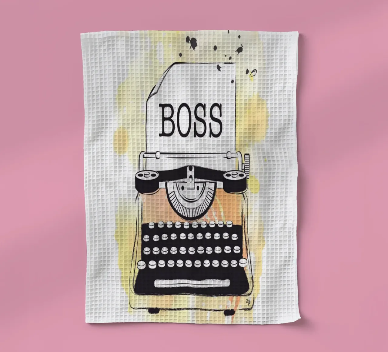 Machine à écrire jaune Boss torchon de Martina