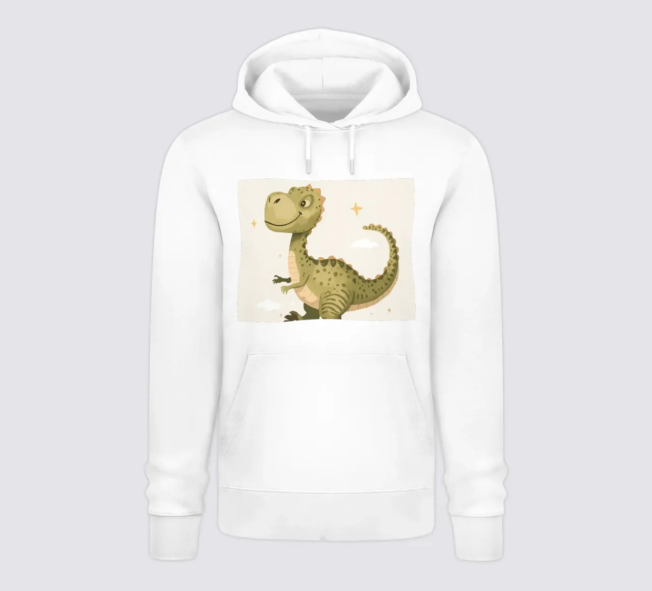 Felice Tyrannosaurus Rex con stelle e nuvole felpa con cappuccio da DesignDoodle