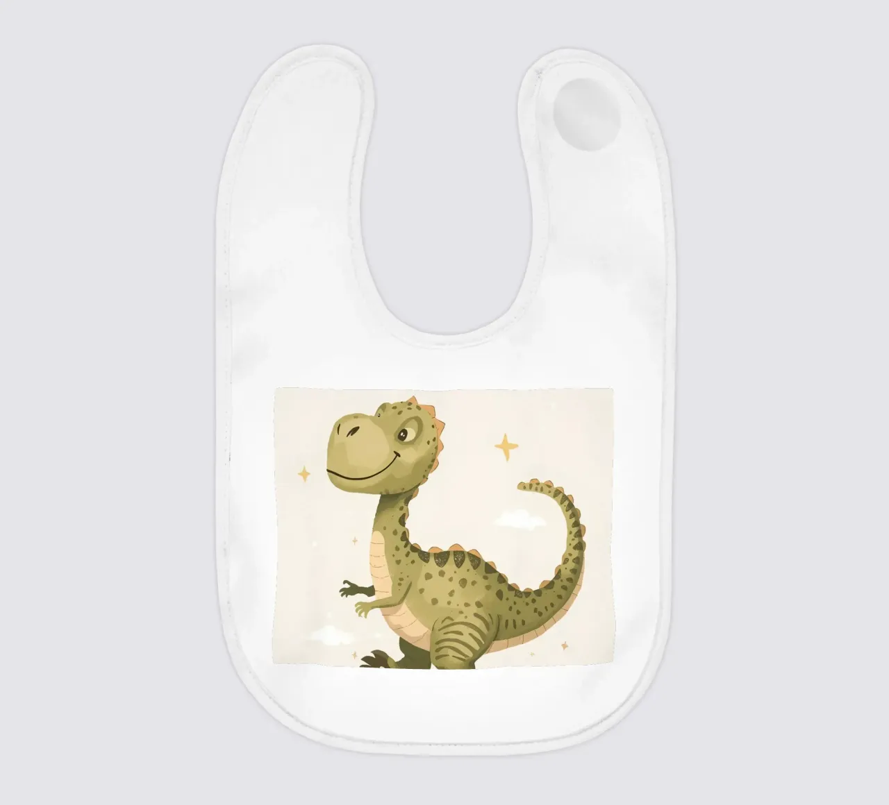Felice Tyrannosaurus Rex con stelle e nuvole bavaglino da DesignDoodle