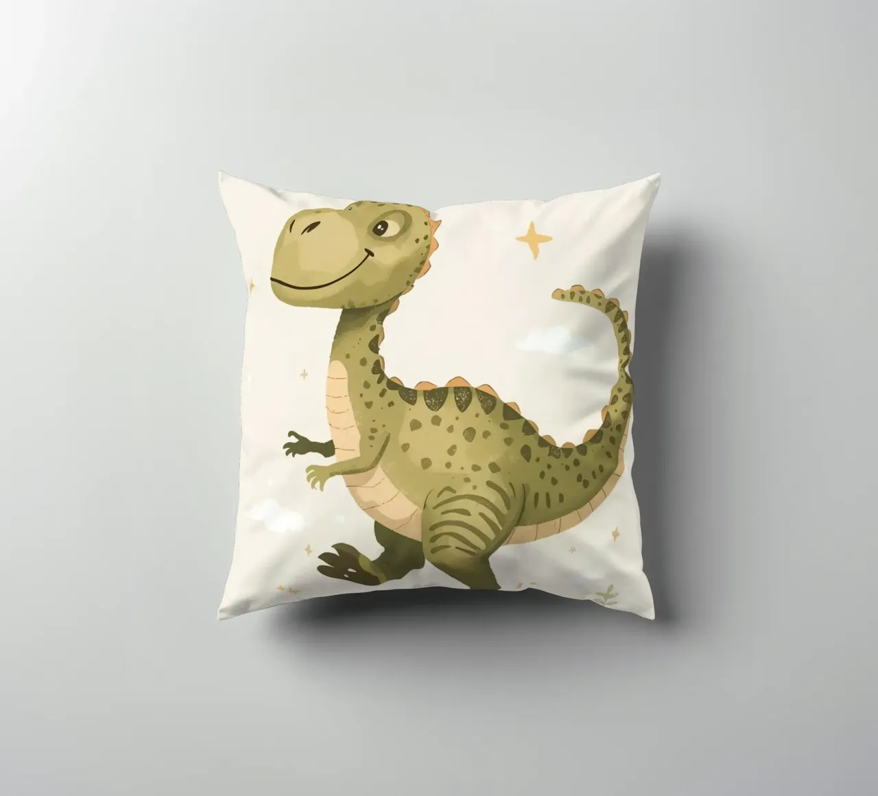 Felice Tyrannosaurus Rex con stelle e nuvole cuscino da DesignDoodle