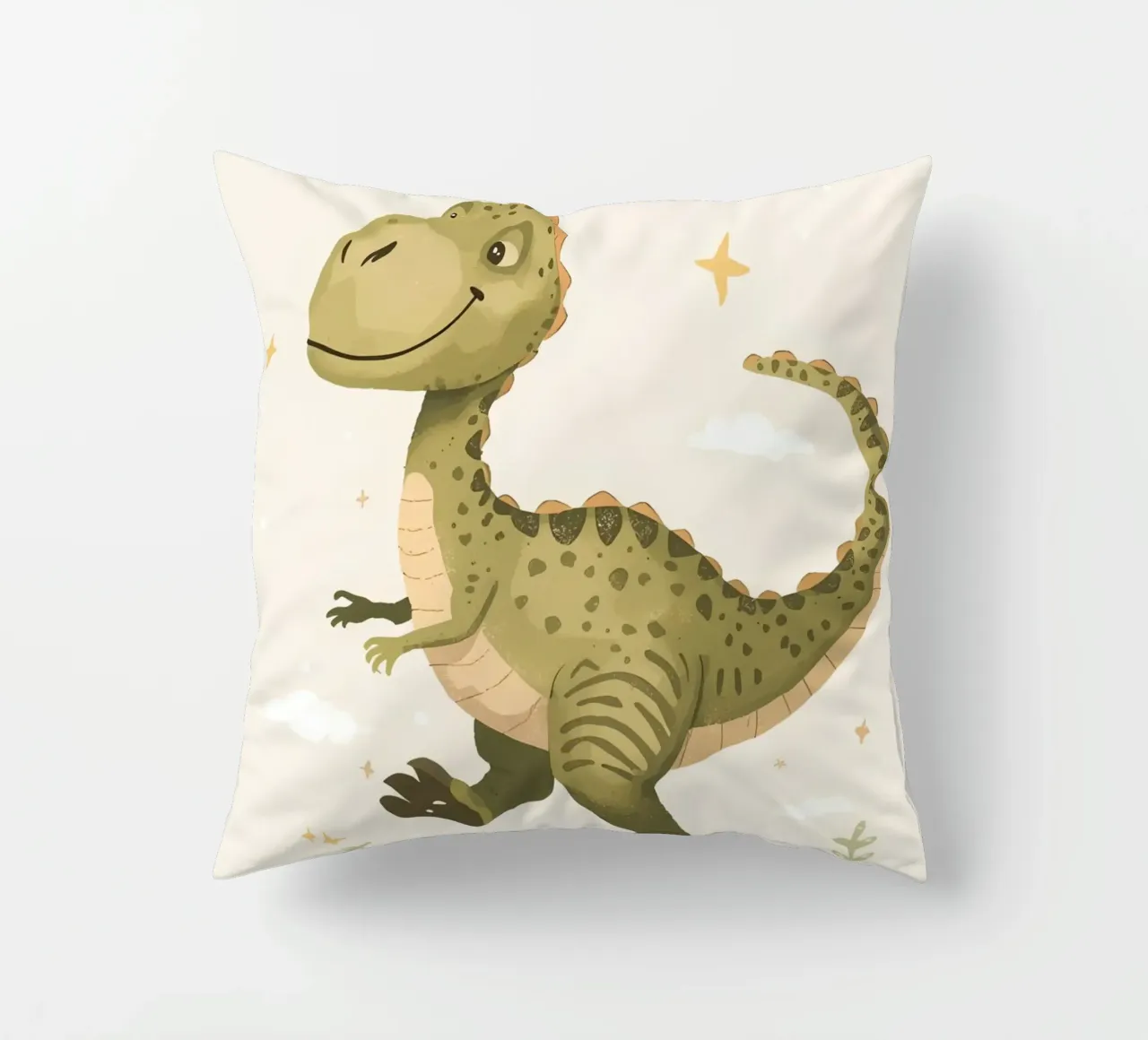 Felice Tyrannosaurus Rex con stelle e nuvole cuscino da DesignDoodle