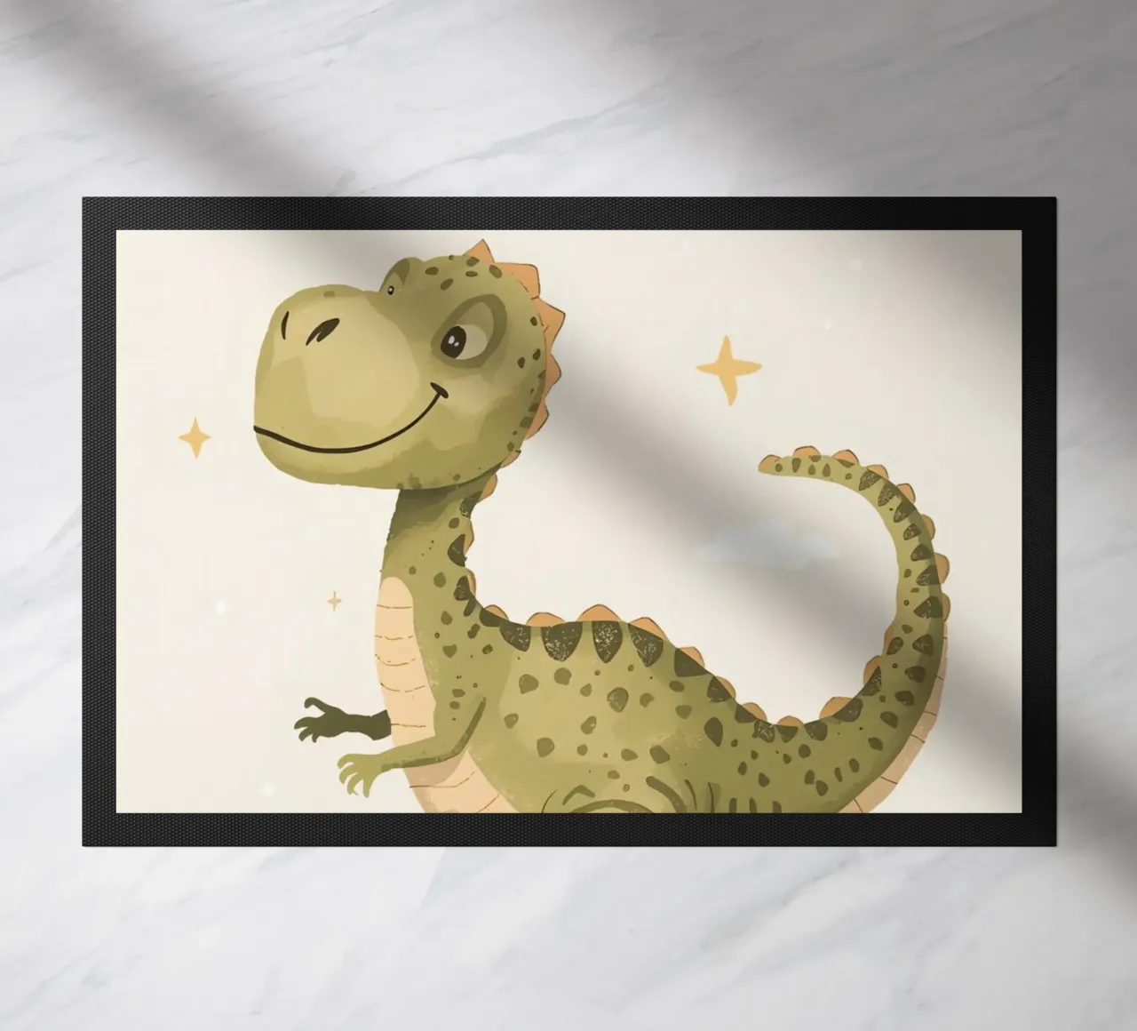 Felice Tyrannosaurus Rex con stelle e nuvole zerbino da DesignDoodle