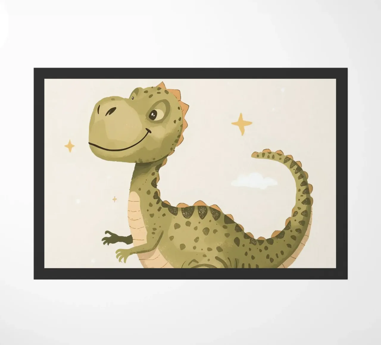 Felice Tyrannosaurus Rex con stelle e nuvole zerbino da DesignDoodle