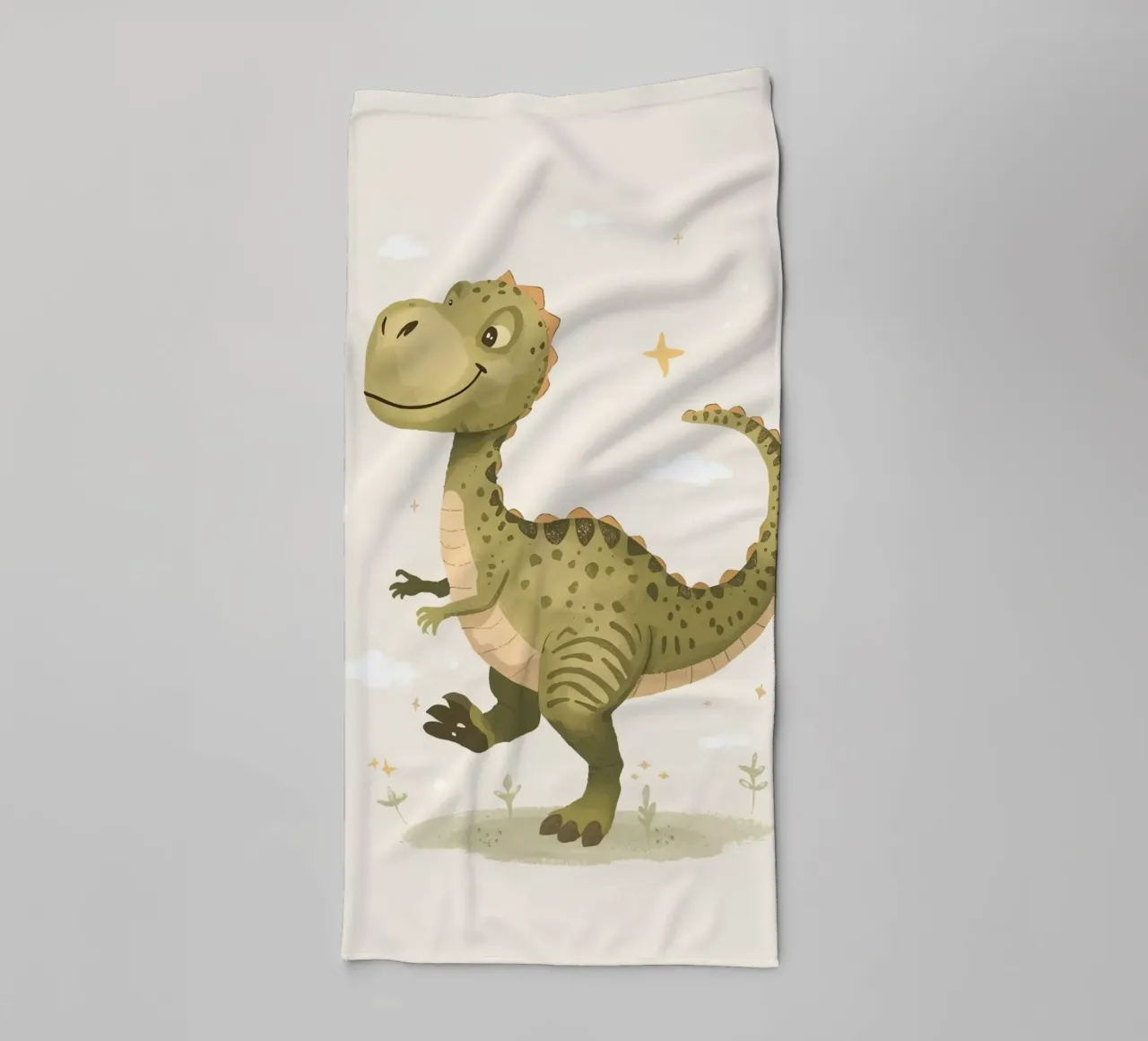 Felice Tyrannosaurus Rex con stelle e nuvole asciugamano da bagno da DesignDoodle